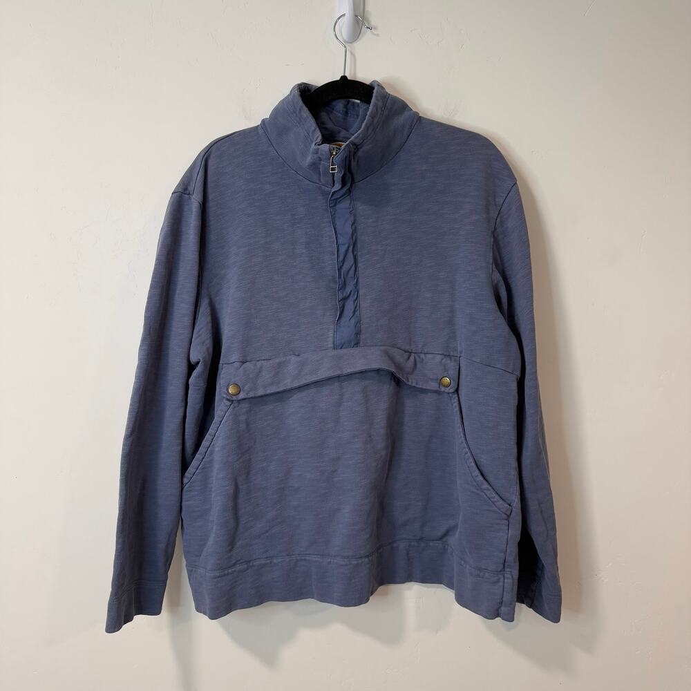 L.L. Bean Men's Half Zip Pullover Sweatshirt Terry Cotton Blue XL Front‎ Pocket